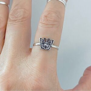 Sterling Silver Small Butterfly Ring, Silver Rings, Spirit Bug Jewelry, Insects